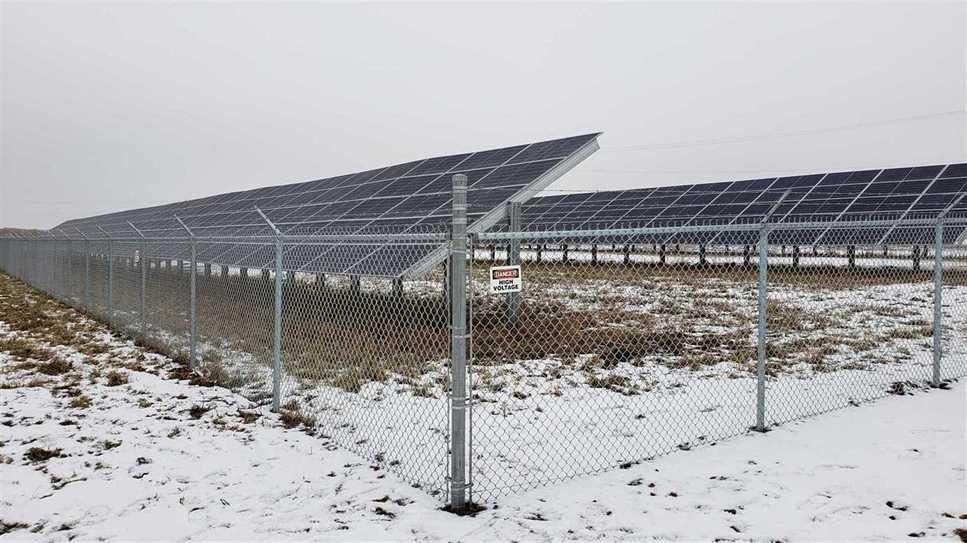 solar panels outside in winter
