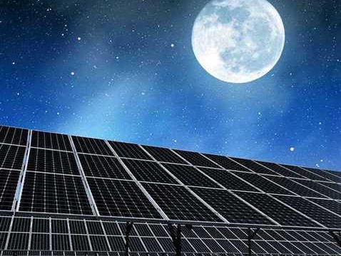solar panels outside at night