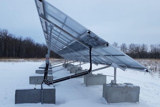 solar panels outside in winter